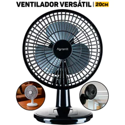 Ventilador Mini Turbo 20cm Agratt Silencioso Portátil P/ Casa Escritório Quarto Sala Mesa