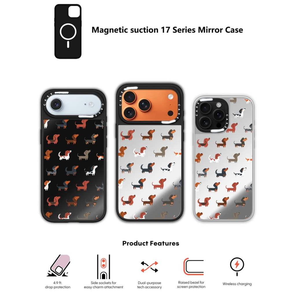 CASECASE X Você Tem Esta Capa Preta E Prateada Espelhada Com Sucção Magnética Para IPhone 17 Air 16 15 14 13 12 Pro Max