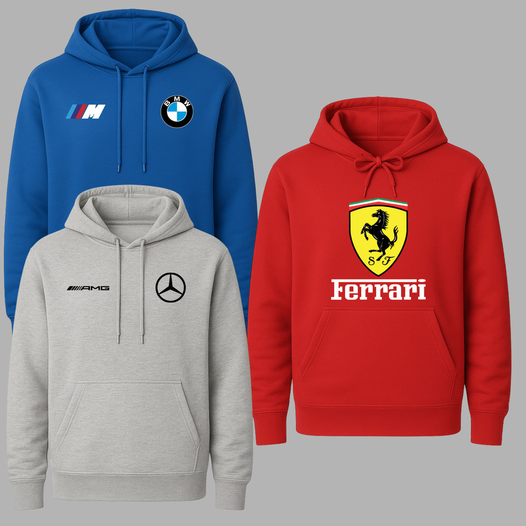 Kit 3 Blusas Moletom Infantil Frio BMW Mercedes Ferrari Linha Esportiva Carros