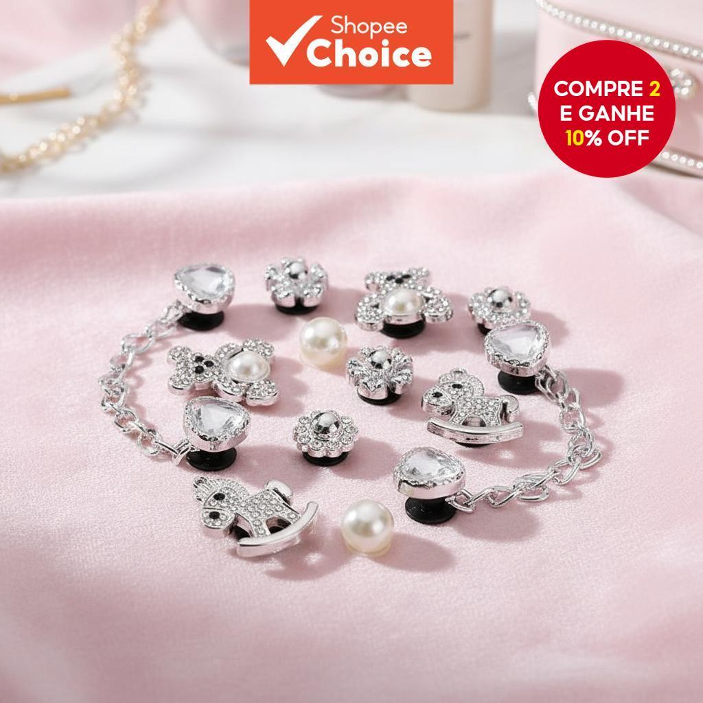 12 PCS DIY Metal Bear Shoe Charms Clipes Acessórios para Mulheres Crocs Chinelos Decoração Fivela Pinos Presente para em Oferta na Shopee
