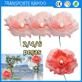 Kit 2/4/6 Grandes decorações de flores para festas Flores artificiais 3D de tule 50x50cm