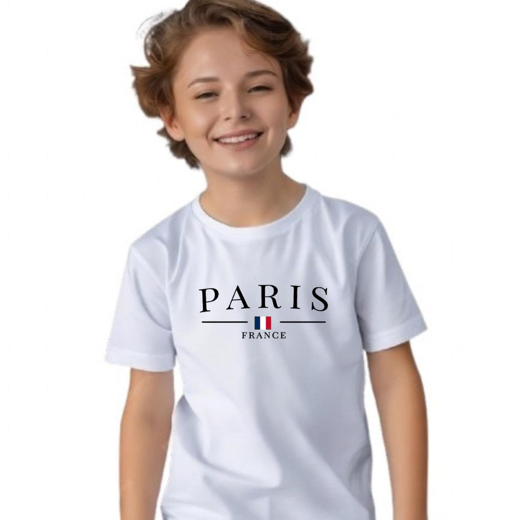 Camisa Camiseta Streetwear Infantil Juvenil Paris France Style Blusa Para Crianças