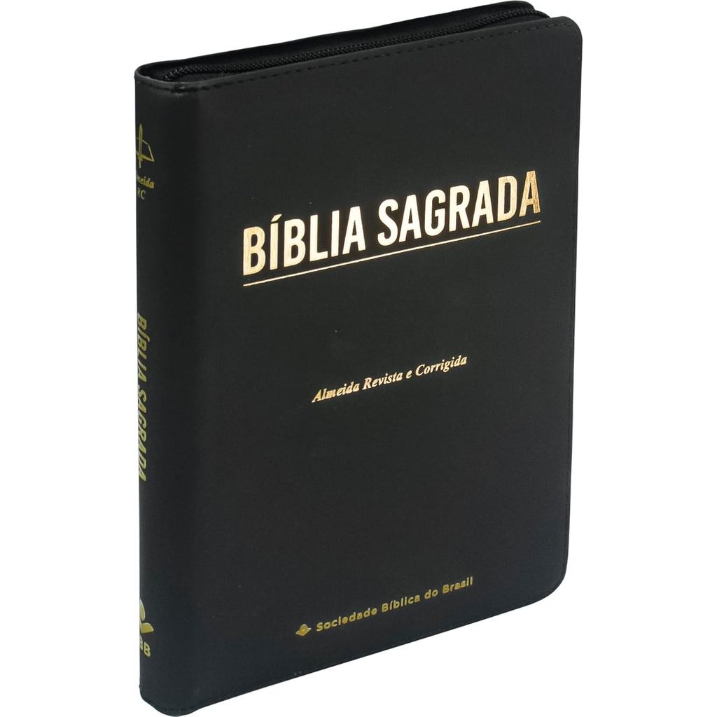 Bíblia Sagrada ARC | Letra Gigante | Linha Ouro | Ziper | Sintético Flexível | Preta em Oferta na Shopee