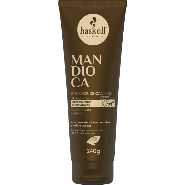 Ativador de Cachos Mandioca 240ml | Definição, Hidratação e Proteção Térmica em Oferta na Shopee