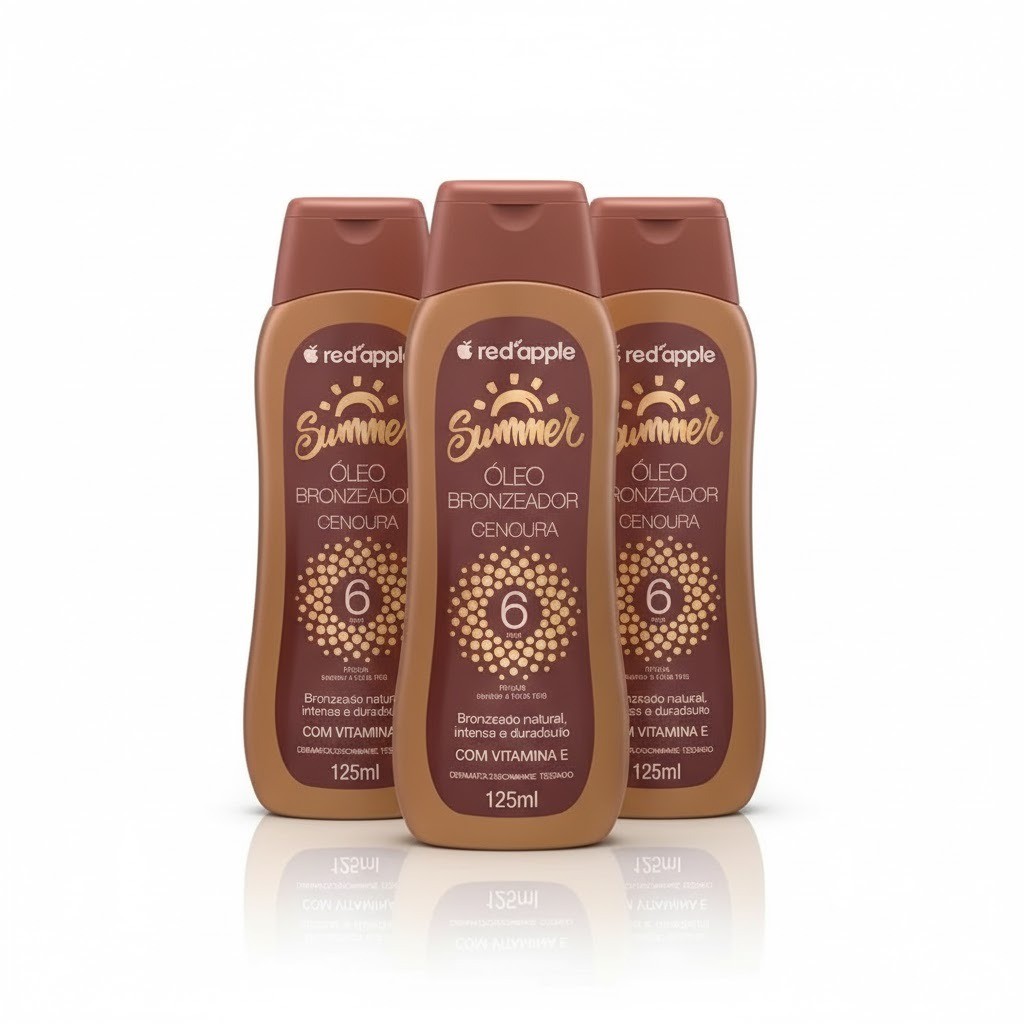 Kit 3un Óleo Bronzeador Cenoura FPS 6 125ml - Red Apple