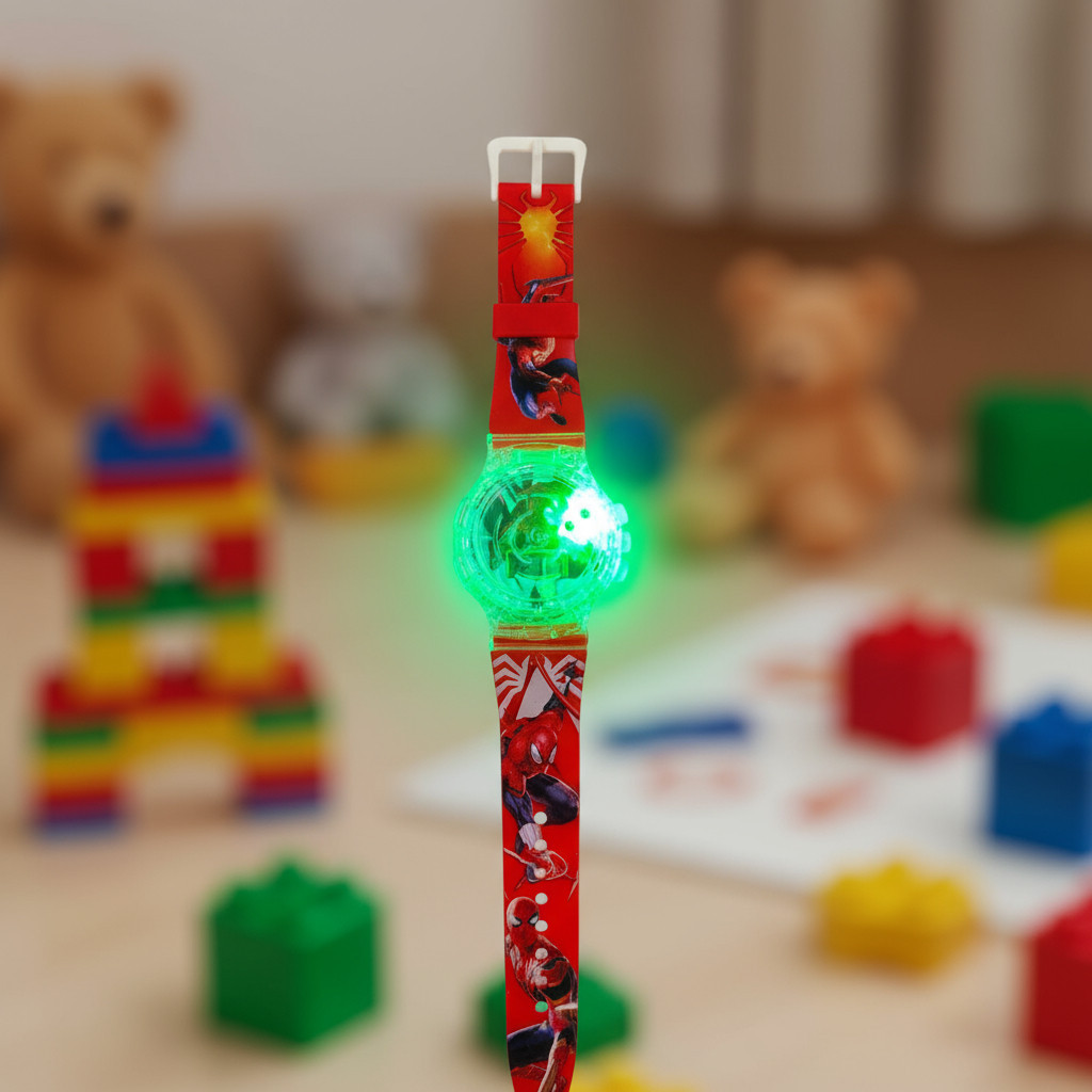 Relógio Digital Infantil do Homem Aranha Vermelho Com luzes de led