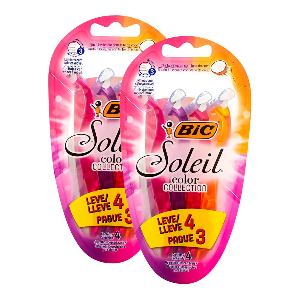 Kit 2 Aparelho de Depilação Bic Soleil Color Collection Leve 4 Pague 3