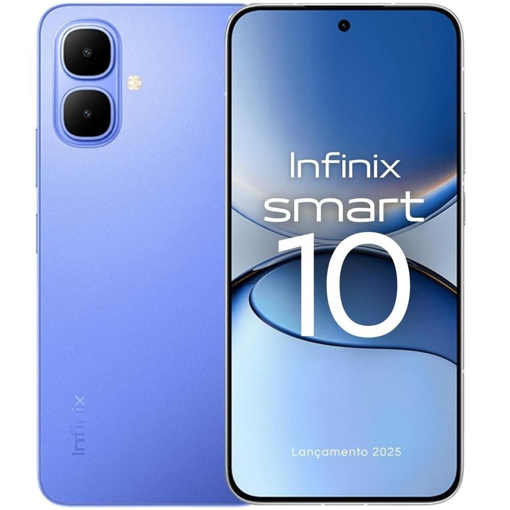 Celular INFINIX Smart 10 120Hz 8GB Ramboost 128GB NFC Câmera 2K 5000mAh IP64 Lançamento 2025