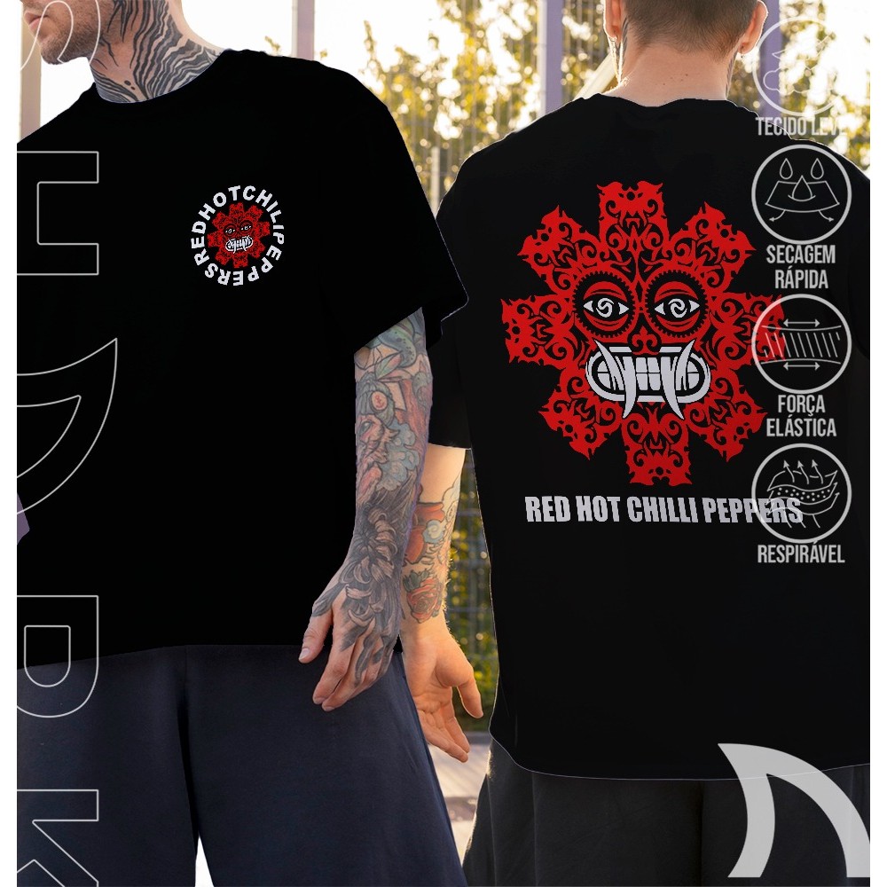 [Camiseta Premium em Algodão Puro]GXG Camiseta Basica e OVERSIZED Red Hot Chilli Peppers Logo Banda Rock Vintage 90s Uni