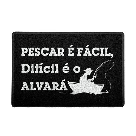 Tapete Capacho 60X40cm Policloreto De Vinila Pescar E Facil Dificil E O Alvara Preto E Branco Beek