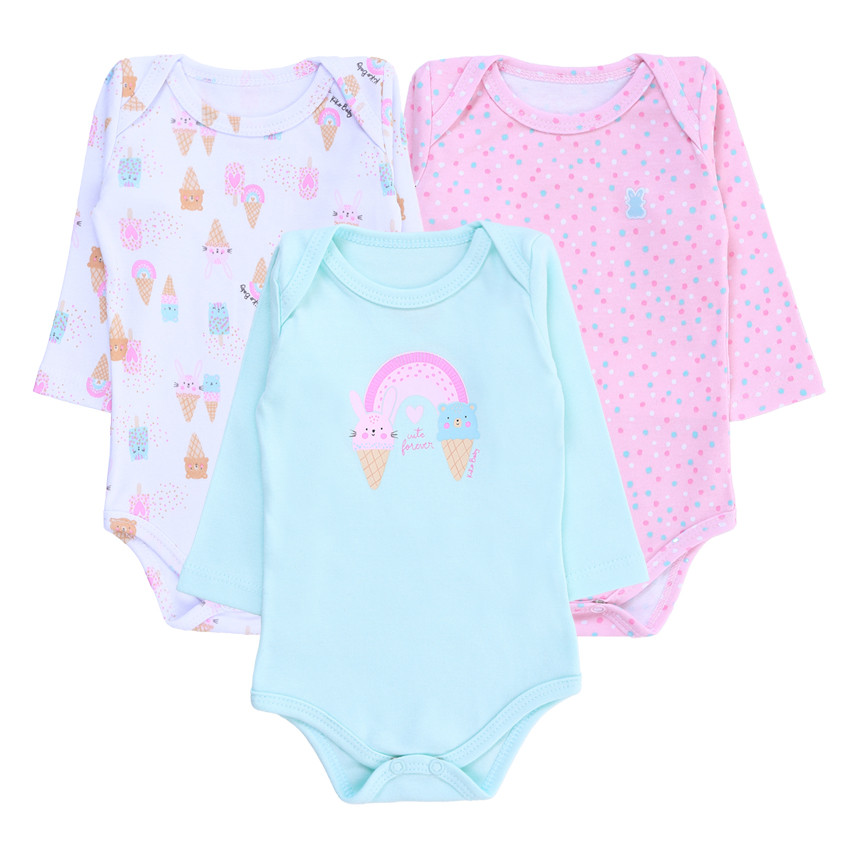 Kit Body Bebê Kiko Baby Estampa Arco Íris Sorvetinho 3 Peças em Oferta na Shopee