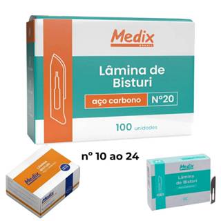 Lamina de Bisturi 10 a 24 Cx 100un Aço Carbono Estéril Medix em Oferta na Shopee