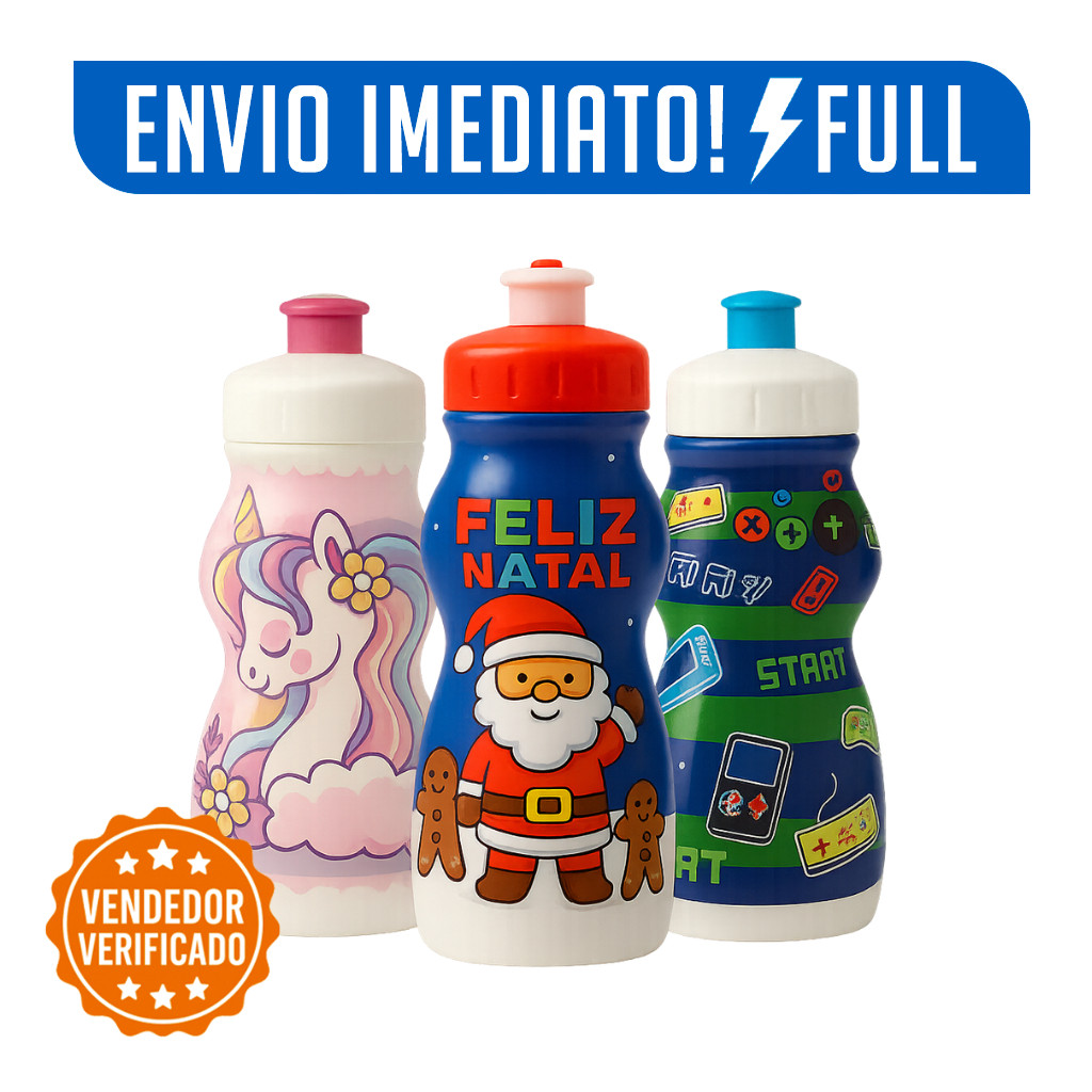 MELHOR ! Kit 20 Garrafinhas Squeeze I antil – Escolar, Festas Temas Natal/Páscoa