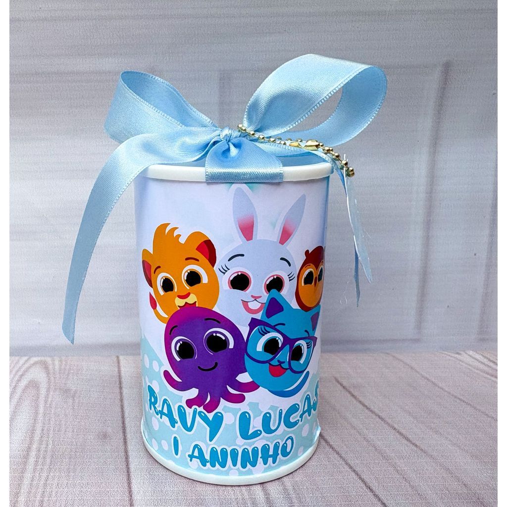 Cofrinho Personalizado Bolofofo Azul Menino Lembrancinha Festa Infantil Aniversário