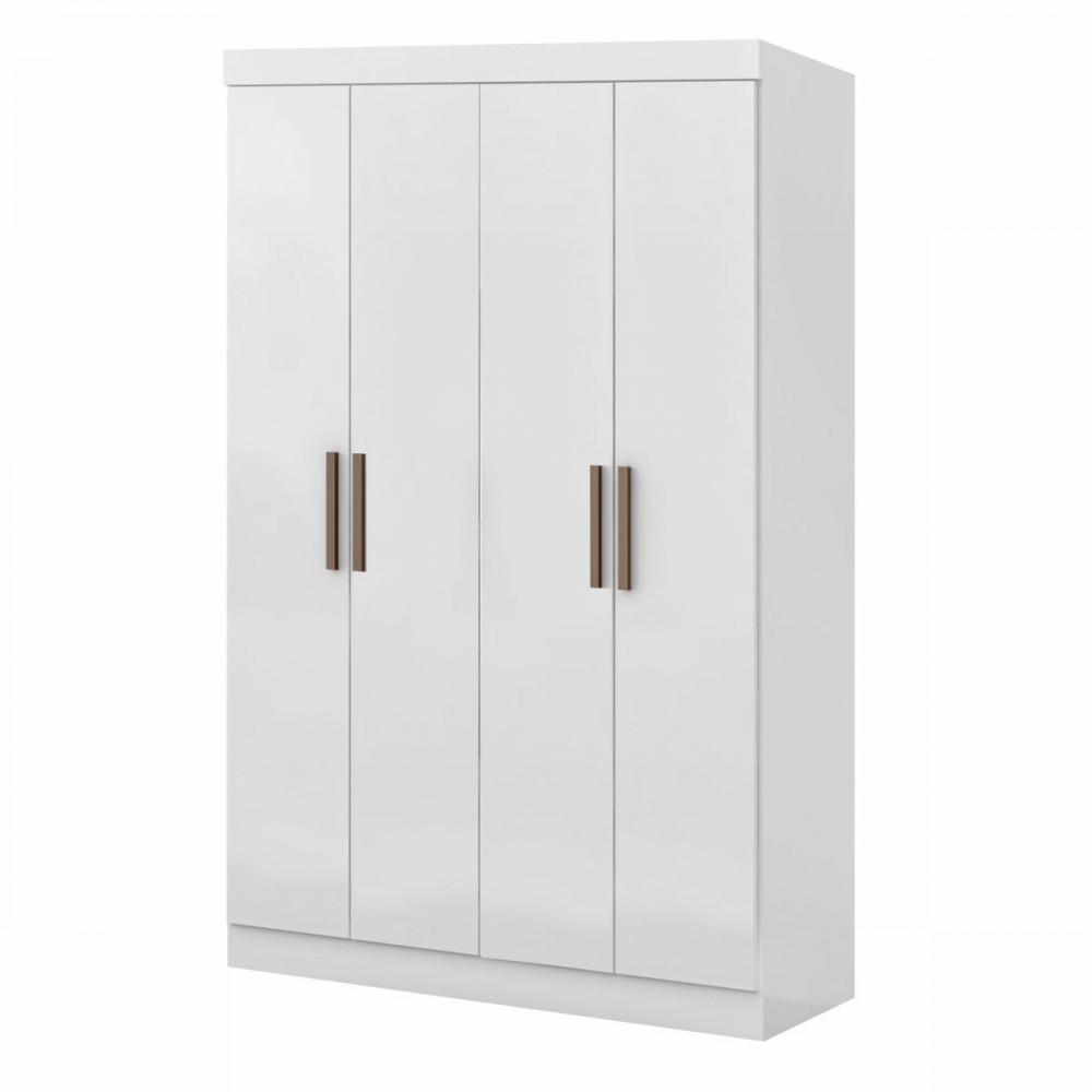 Guarda Roupa de Solteiro Paris 4 Portas MDF Branco Brilho Maxel em Oferta na Shopee