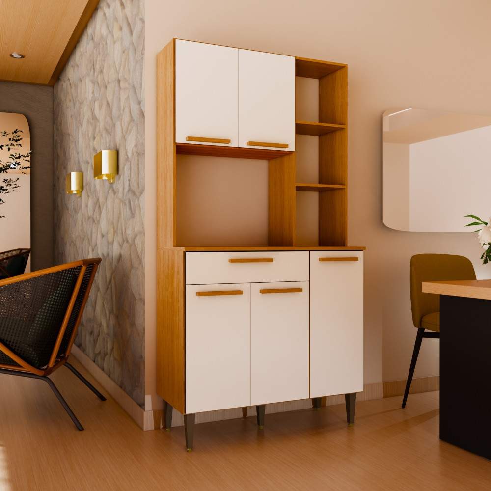 Armário de Cozinha 5 Portas 1 Gaveta Carol Freijó/Off White Batrol em Oferta na Shopee