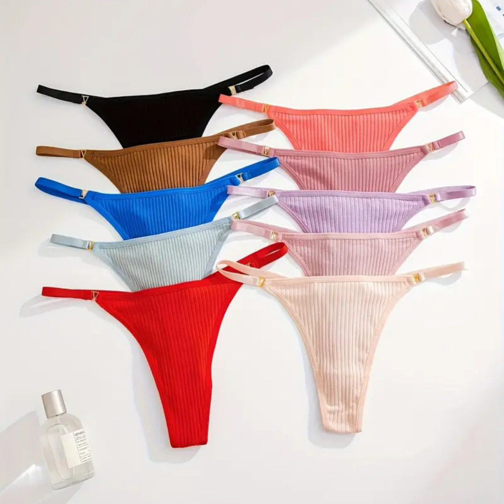 Kit c/5 unidades de calcinha fio dental regulagem Microfibra Canelada lingerie sexy