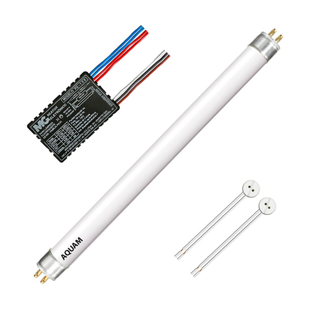 Kit reator lâmpada actínica UV-A 6W T5 UV aquário marinho crescimento corais armadilha mata inseto