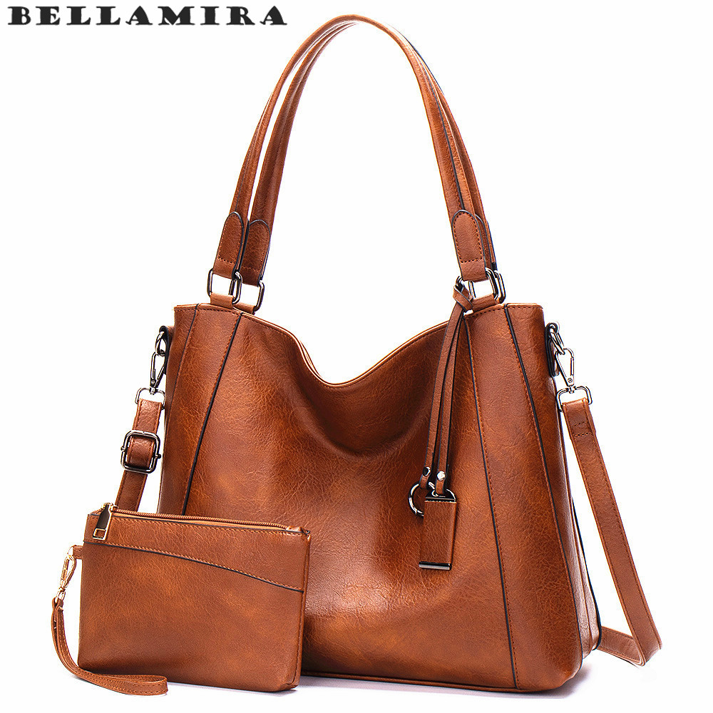 KIT 2 Vintage Pu Leather Bolsa Feminina Santorini Handbag Com Alça Transversal Removível Para Ombro