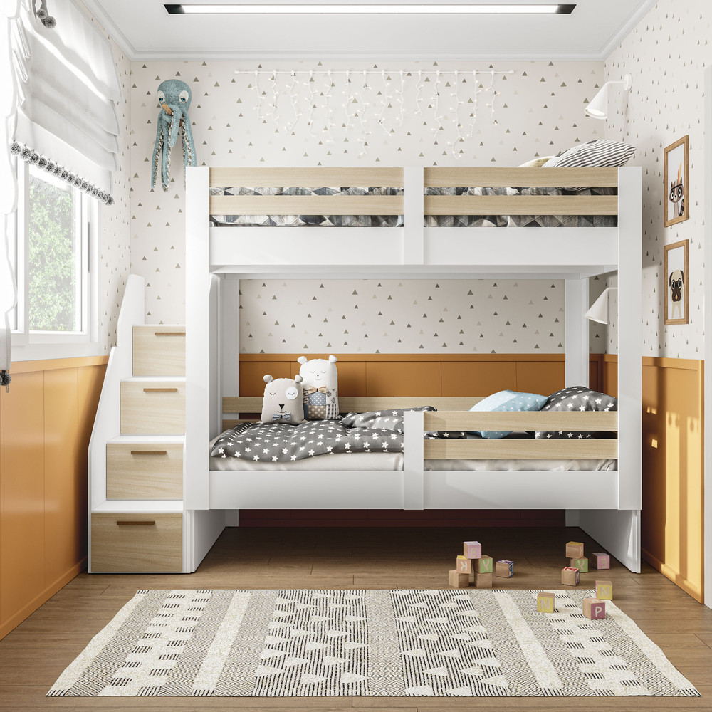 Beliche Juvenil com Escada Jade Mobikasa e Colchão Gazin em Oferta na Shopee