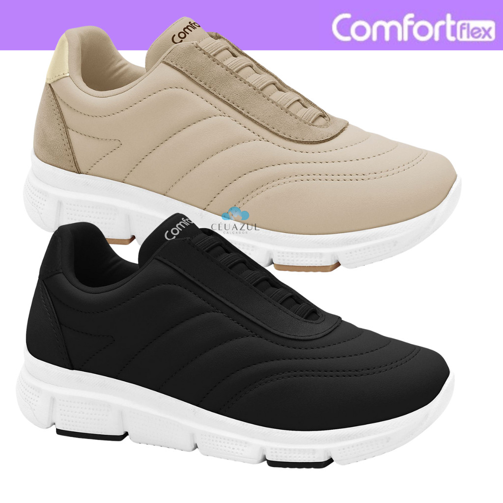 Tênis Comfortflex Feminino Casual Slip On Conforto Original Leveza em Oferta na Shopee