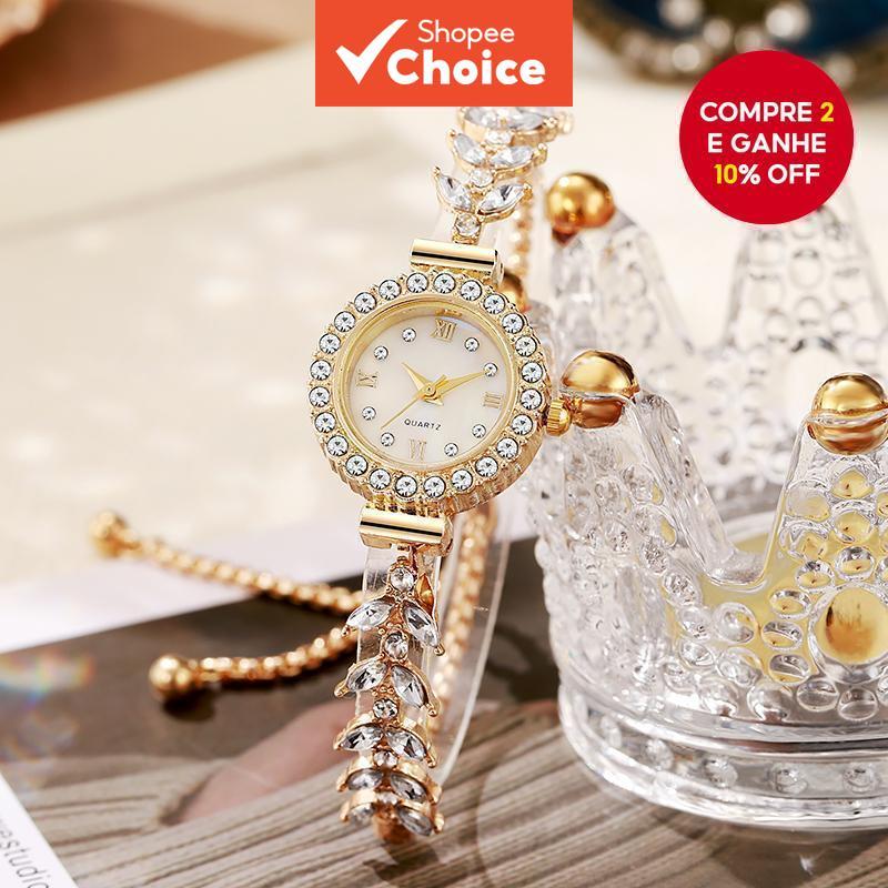 Elegante Sereia Strass Pulseira Banda Relógio De Quartzo Para Mulheres em Oferta na Shopee