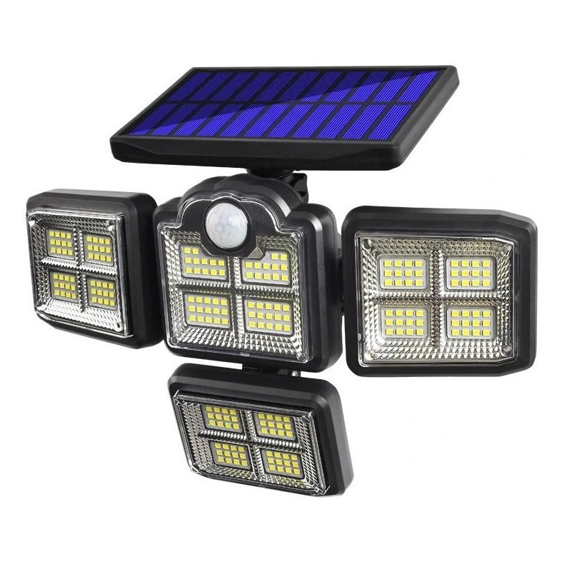 Imagem Refletor Com 4 Cabeças 198led 40w Com Painel Solar E Sensor