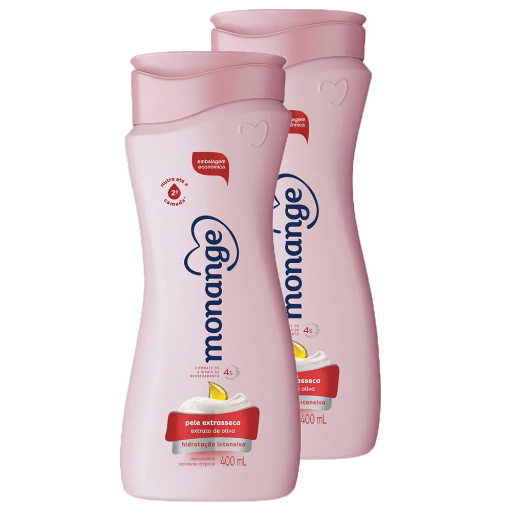 Kit 2 Hidratante Desodorante Monange Hidratação Intensiva Extrato de Oliva 400ml
