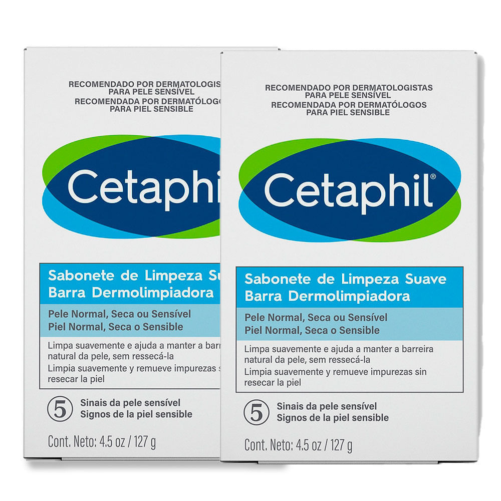Kit 2 Cetaphil Sabonete em Barra Limpeza Suave 127g em Oferta na Shopee