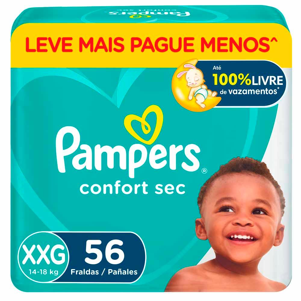 Kit 2 Fralda Infantil Pampers Confort Sec Tamanho XXG Leve Mais Por Menos com 56 Fraldas em Oferta na Shopee