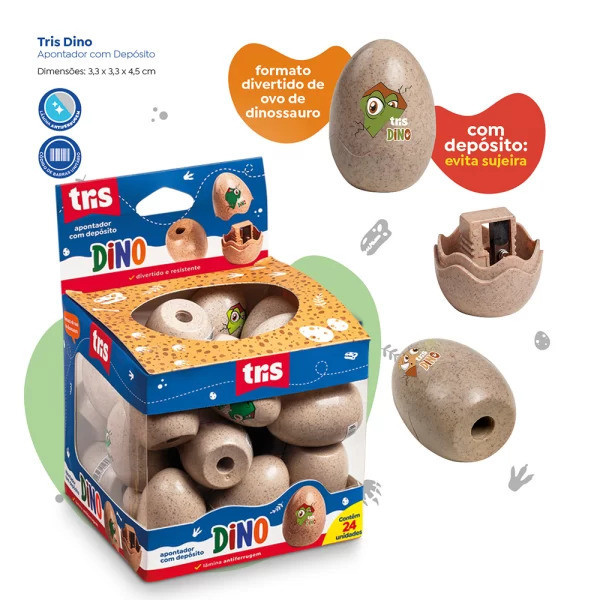 Apontador com Depósito Dino – Tris em Oferta na Shopee