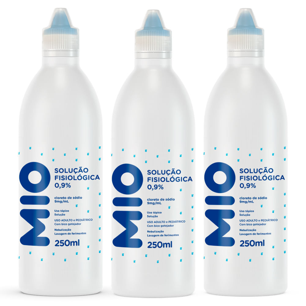 Kit 3 Soro Fisiológico 0,9% Mió com 250ml em Oferta na Shopee