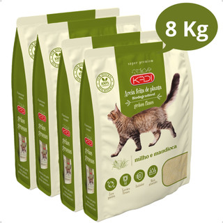 Kit 4 Areia Sanitária Higiênica Natural Biodegradável Grãos Finos Milho e Mandioca Gatos …