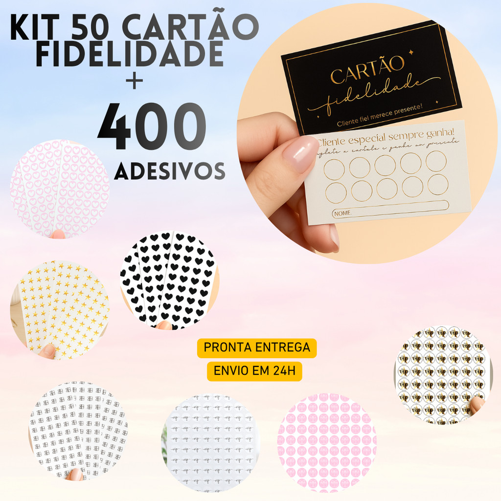 50 Cartão Fidelidade + 400 Adesivos