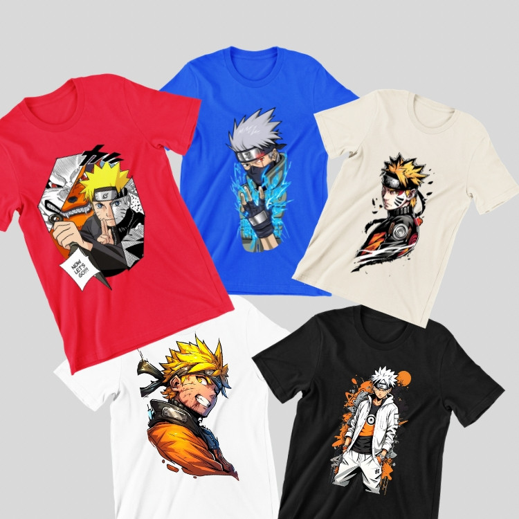camiseta infantil kit camiseta infantil KIT CAMISETA INFATIL NARUTO kit 5 camisetas