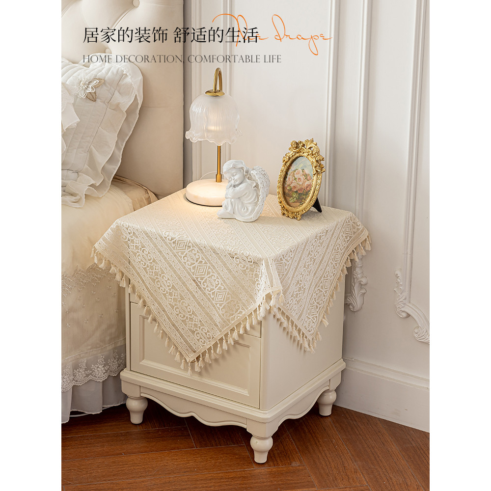 Capa de mesa de cabeceira francesa renda luz luxo High-End novo estilo bordado anti-poeira capa toalha geladeira máquina
