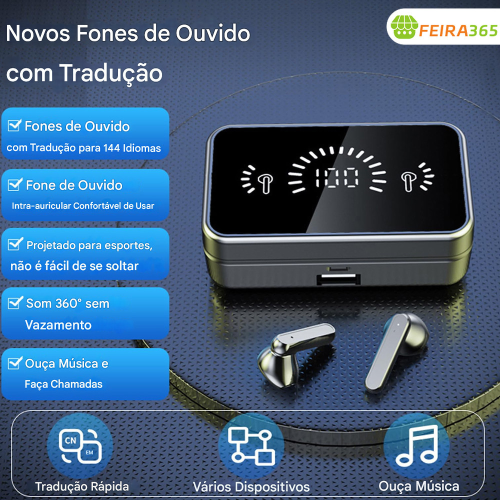 S20 Fones De Ouvido TWS Sem Fio Duplo com Case Suporte de Celular Bluetooth 5.2 IPX5 Com Microfone, Esportivo