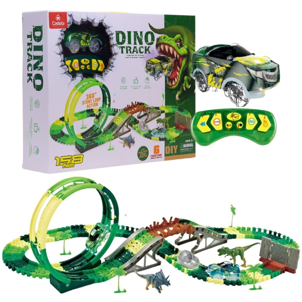 Pista Dinossauro Carrinho de Controle Remoto Som Luz Castela em Oferta na Shopee