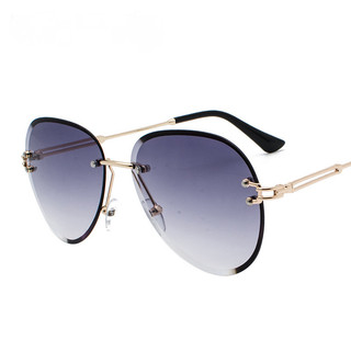 Óculos de Sol Sem Armação Fashion, Óculos de Sol Gradiente Cor de Chá, Óculos Redondos Vintage UV400 ---- *--***-