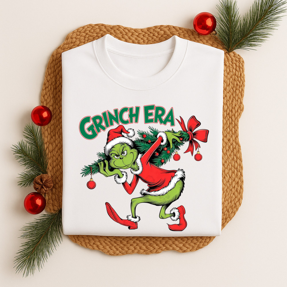 [Camiseta Premium em Algodão Puro]SISI Camiseta Camisa Algodão Natalina Estampa Grinch Era 545 Festiva Alegre Divertida