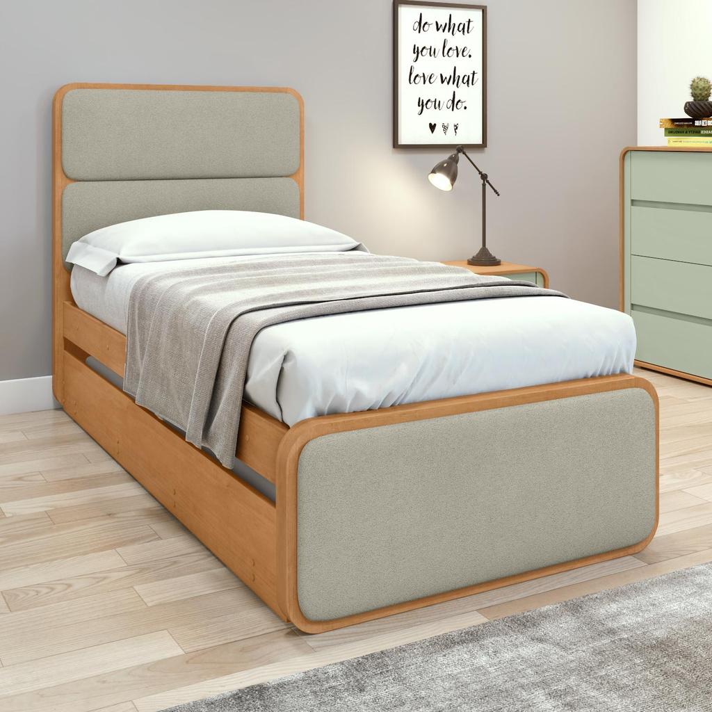 Cama Solteiro Easy Like com Cama Auxiliar Tec Boucle Sál Amendoa Clean em Oferta na Shopee