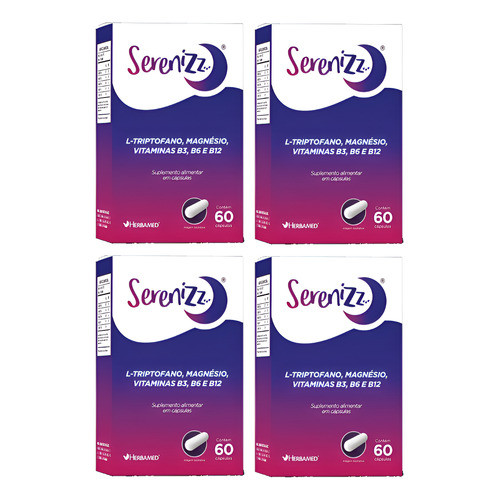 Kit 4 Serenizz L-triptofano Com 60 Cápsulas Herbamed