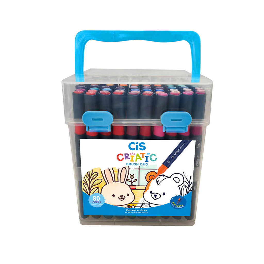 Caneta marcador Criatic Brush Duo 80 cores Cis em Oferta na Shopee