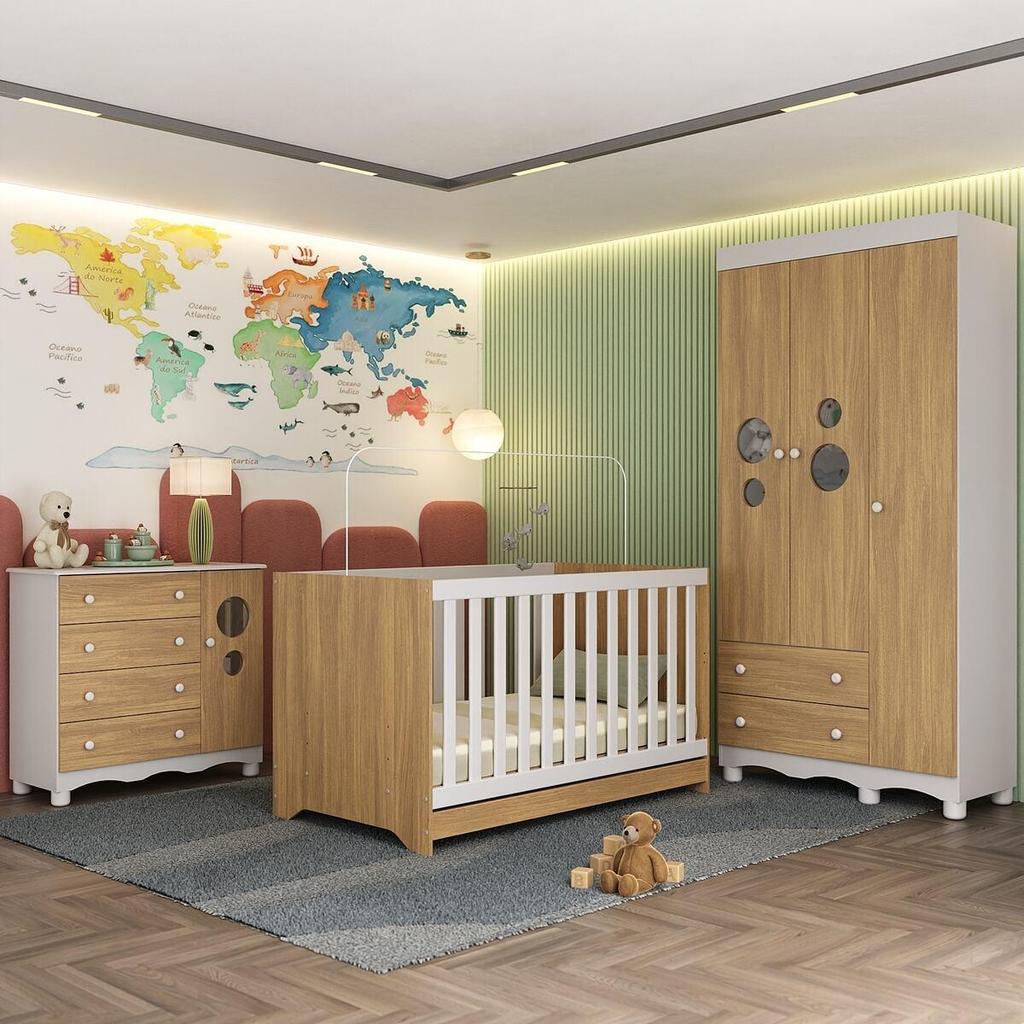 Quarto de Bebê Completo com Berço Americano 3 em 1 Suspiro Multimóveis MP4624 em Oferta na Shopee