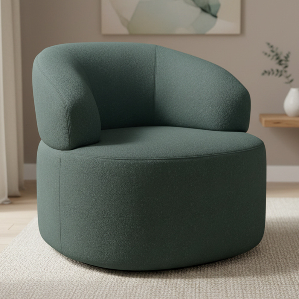 Poltrona Giratória Orgânica Para Sala de Estar Living Helena L02 Linho Verde - Lyam Decor em Oferta na Shopee