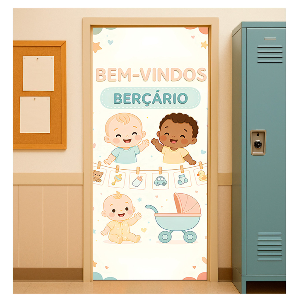Painel Capa De Porta Berçário Decoração Escolar Em Tecido Sublimado 3D 0,85m × 2,10m em Oferta na Shopee