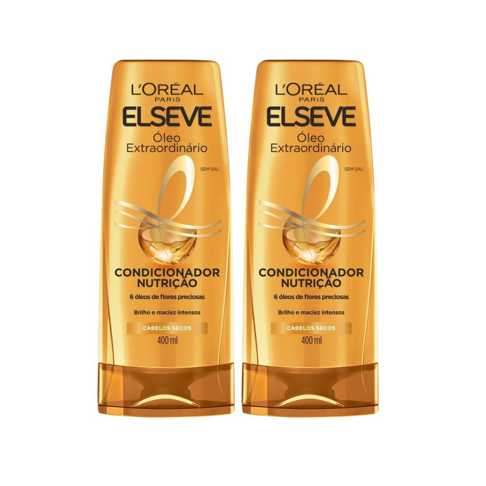 Kit 2 Condicionador Elseve Óleo Extraordinário Nutrição com 400ml em Oferta na Shopee