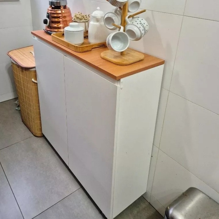 Balcão Buffet 100% MDF Branco Com  Tampo no amadeirado freijó ou preto em Oferta na Shopee