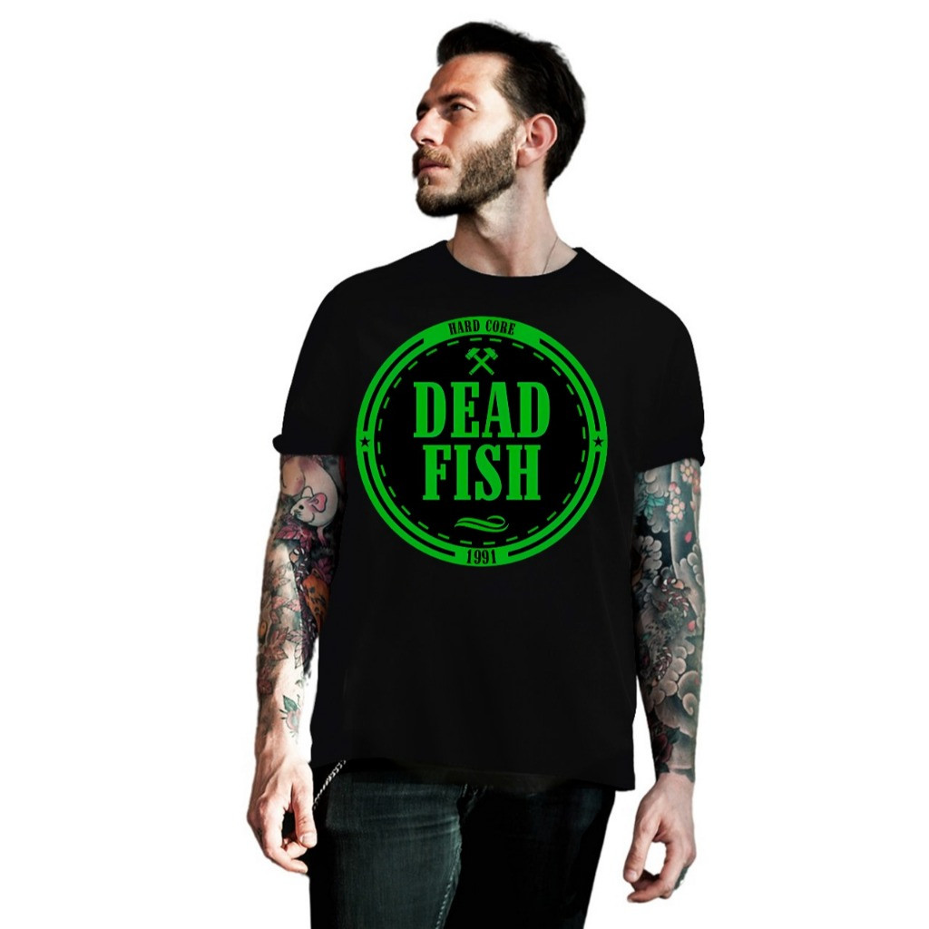 [Camiseta Premium em Algodão Puro]GXG Camisa-camiseta Banda de Rock Diversas Estampas T-shirt Blusa unissex Dead Fish En