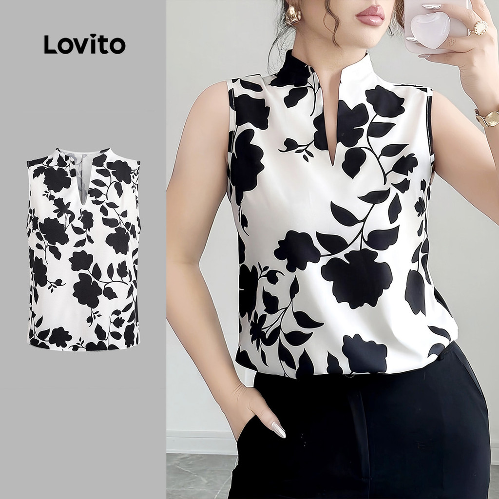 Lovito Elegante Top de Flores Clássico e Versátil Top de Primavera/verão para Mulheres L138ED513 em Oferta na Shopee